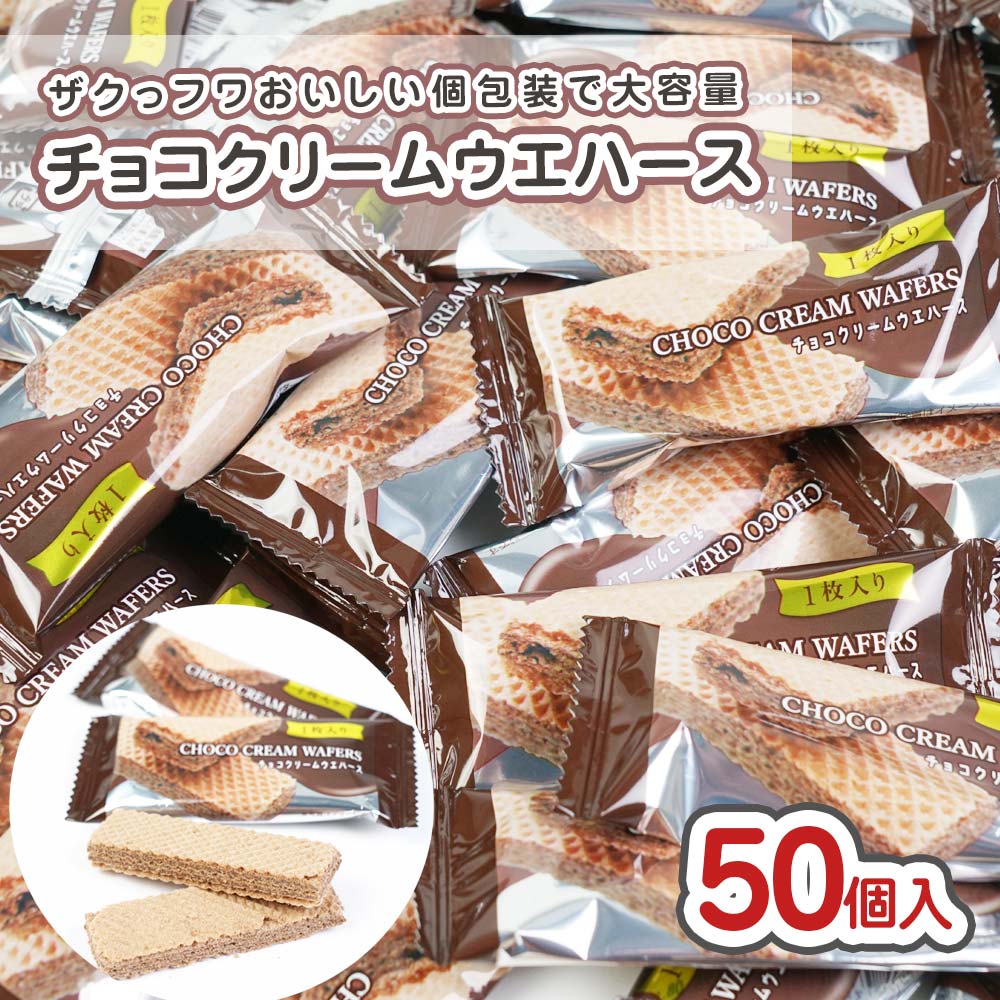 リアライズ チョコクリームウエハース 個包装 大袋 (50個入) 駄菓子 まとめ買い 箱買い チョコ系のお菓子 2609