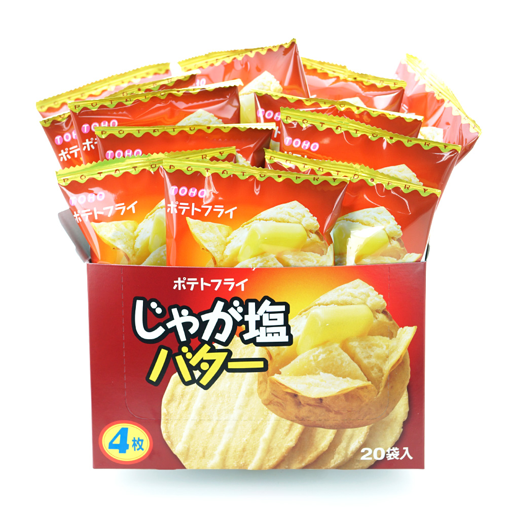 東豊　駄菓子の卸・通販　（20個入）　【駄菓子のまとめ買い・スナック系駄菓子】　じゃが塩バター　ポテトフライ　２丁目ひみつ基地