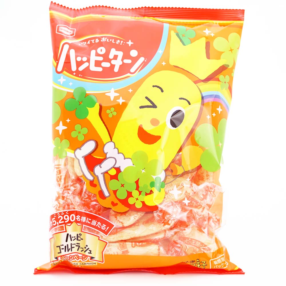 亀田製菓 ハッピーターン 108g (12個入) 【お菓子のまとめ買い・米菓・せんべい系のお菓子】 | 駄菓子の卸・通販 | ２丁目ひみつ基地