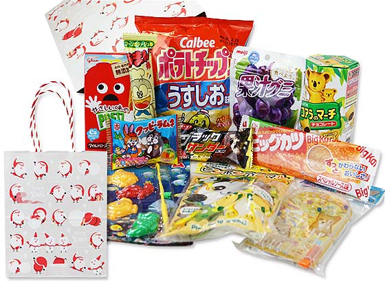 クリスマス 手提げ 豆サンタ 紙袋 お菓子の詰め合わせ A クリスマスお菓子の詰め合わせ クリスマス限定セット 駄菓子の卸 通販 ２丁目ひみつ基地